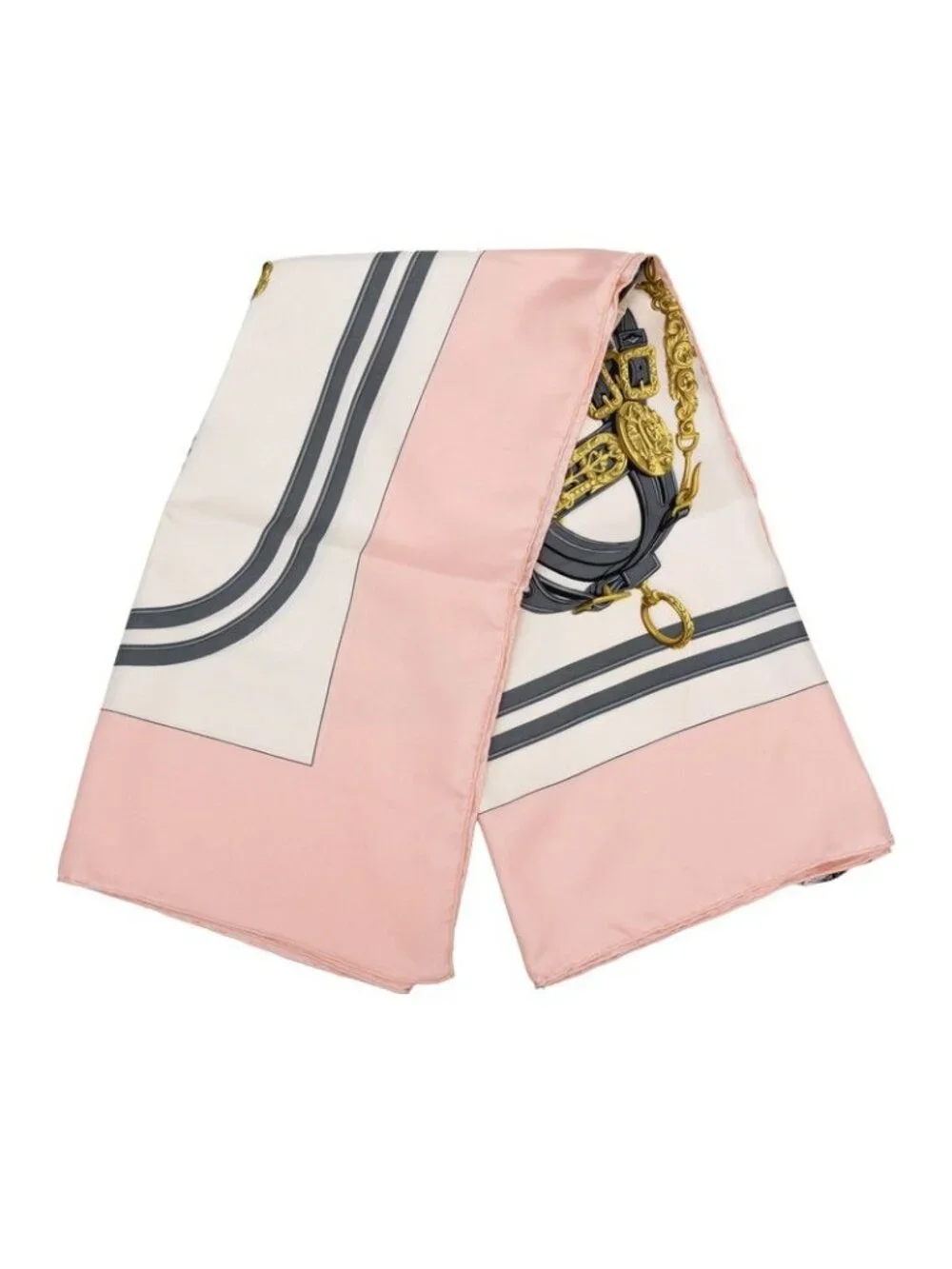 Hermes Carre 90 Brides de Gala Ceremonial Bridle Scarf Pink White Multicolor